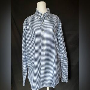 Ralph Lauren Custom Fit Long Sleeve‎ Blue Checkered Button Up, Size XL